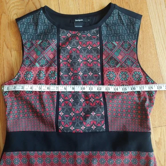 [SOLD] Desigual Birmania Woven Sleeveless Geometric Design Shift Dress - Picture 11 of 16